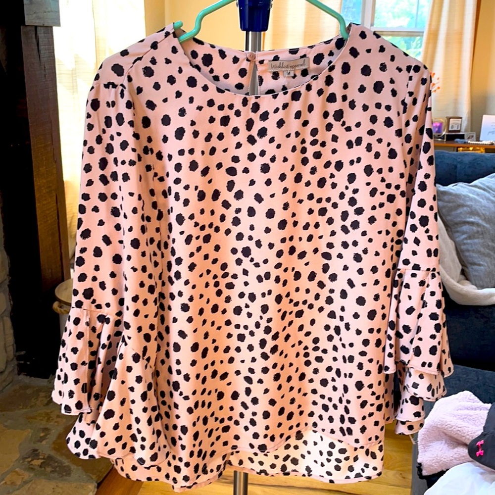 Tan and black blouse